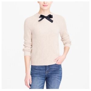 J. Crew Gayle Cream Sweater with Black Bow
